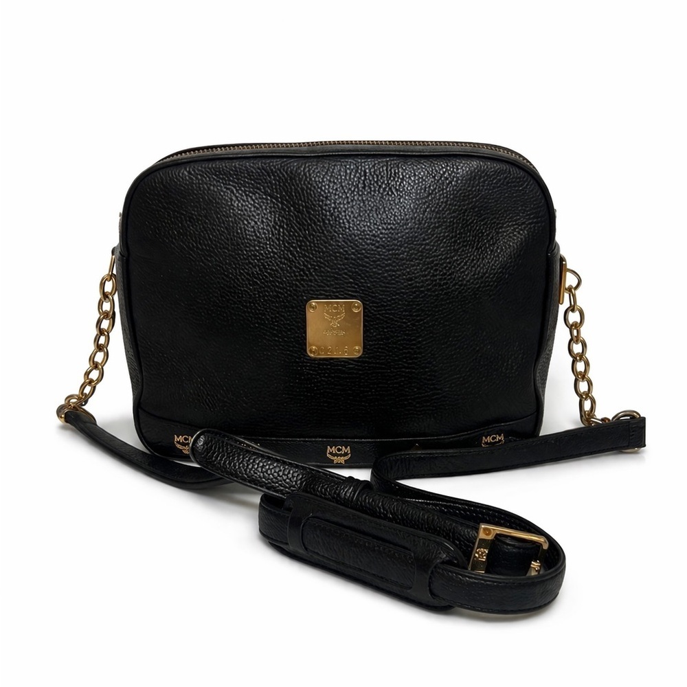 MCM Black Crossbody Bag with Gold Chain